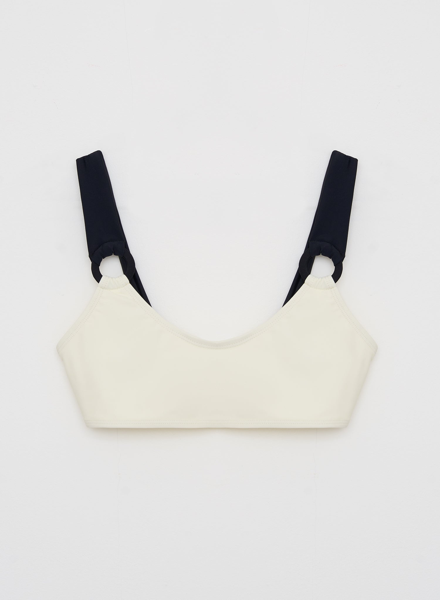 Cream Contrast Strap Bikini Top